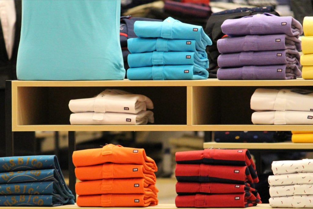 cotton t-shirts in a store