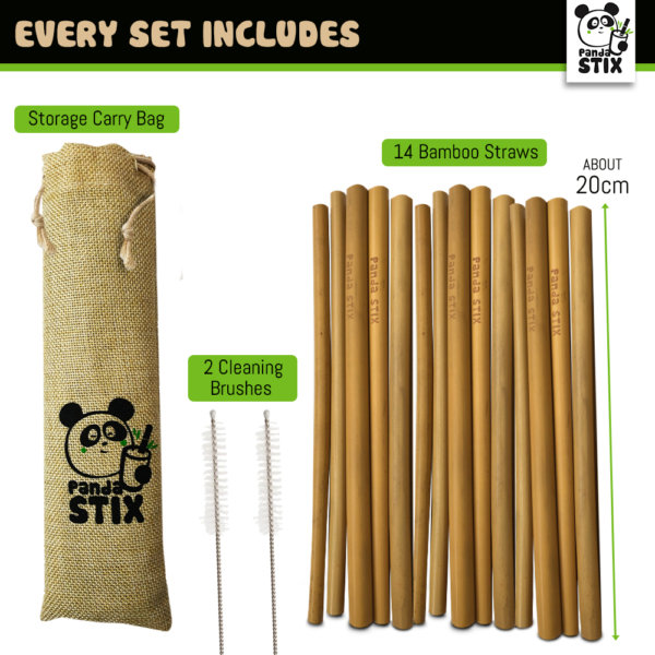 bamboo straws set of 14 by Panda Stix